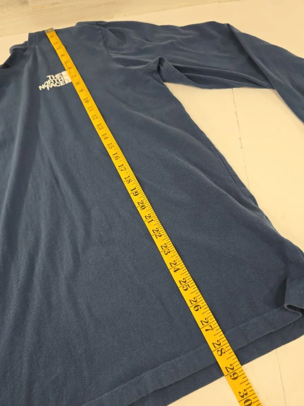 The North Face Blue long sleeve T-Shirt MEN'S SIZE LARGE COTTON -AS-IS- *STAINS*